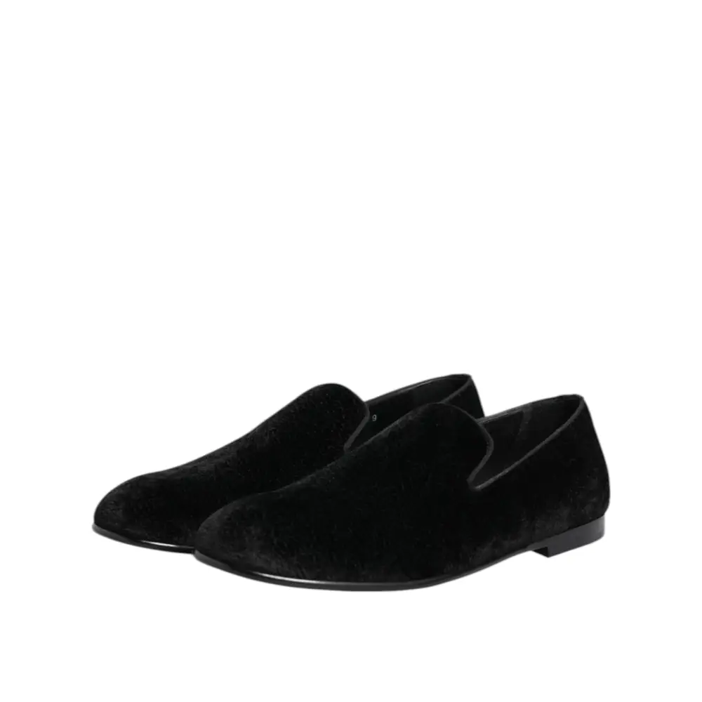 Dolce & Gabbana Schwarz Jacquard Loafers Formal Männer Kleid Schuhe
