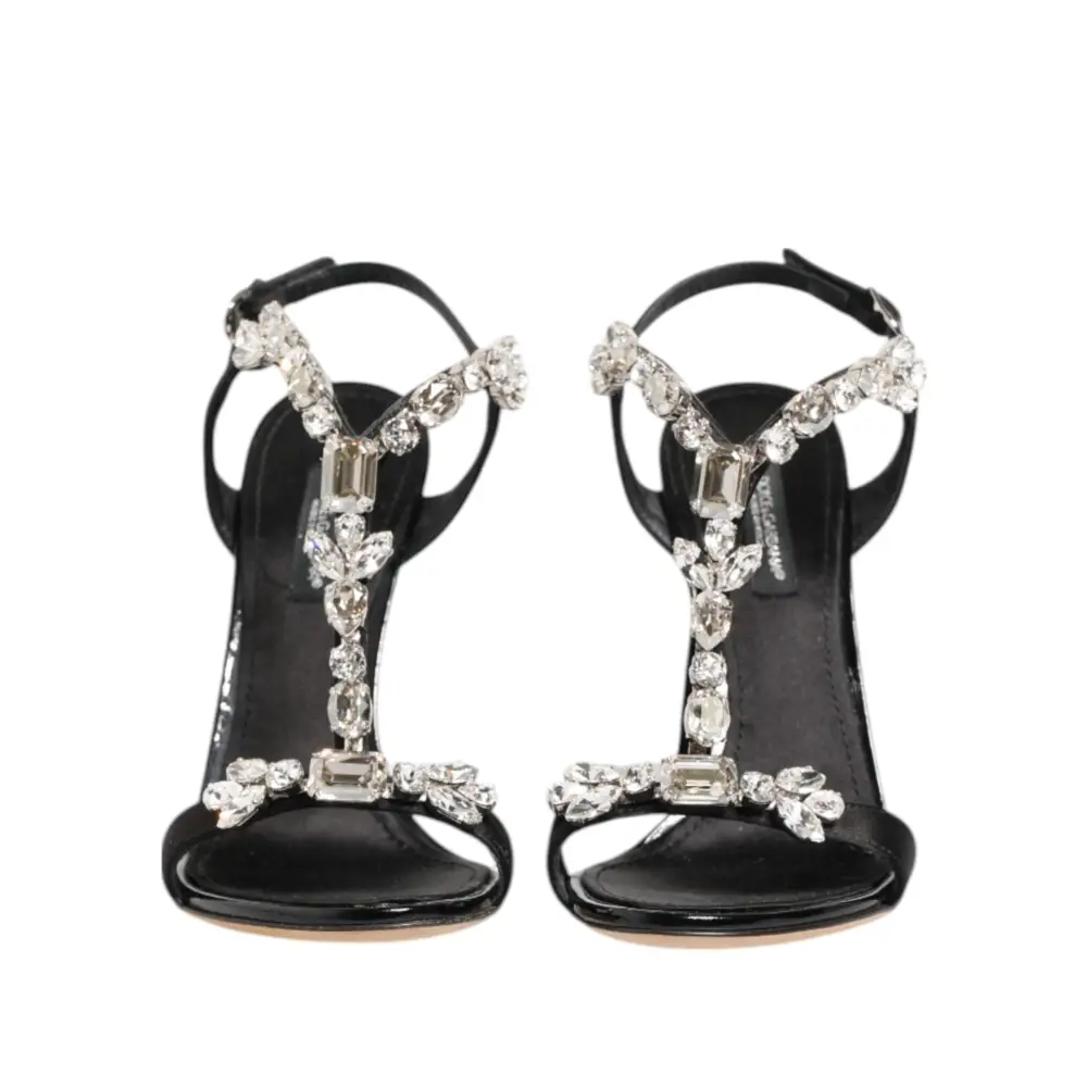 Dolce & Gabbana Schwarz Keira Crystals Heels Sandalen Schuhe - EU41/US10.5