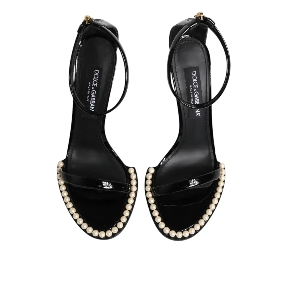 Dolce & Gabbana Schwarz KEIRA Perlenverzierte Sandalen Schuhe - EU40.5/US10