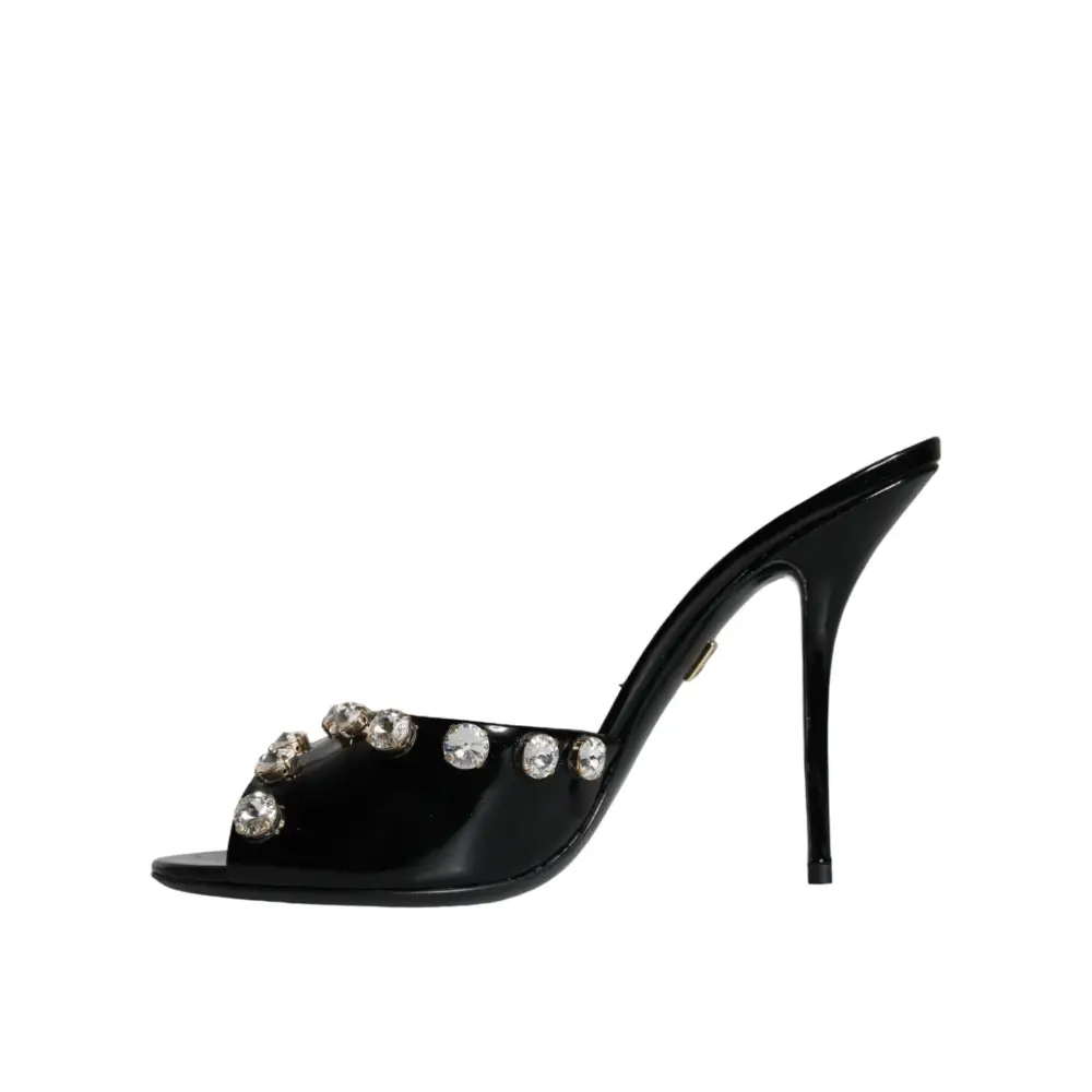 Dolce & Gabbana Schwarz Kristall Heels Keira Sandalen Schuhe - EU39/US8.5