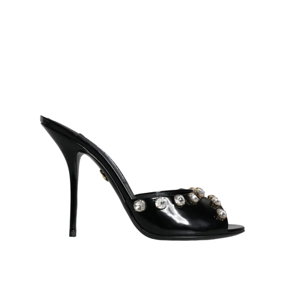 Dolce & Gabbana Schwarz Kristall Heels Keira Sandalen Schuhe - EU39/US8.5