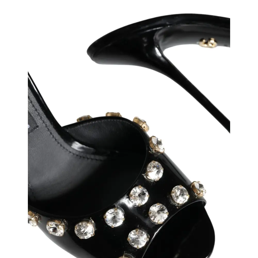 Dolce & Gabbana Schwarz Kristall Heels Keira Sandalen Schuhe - EU39/US8.5