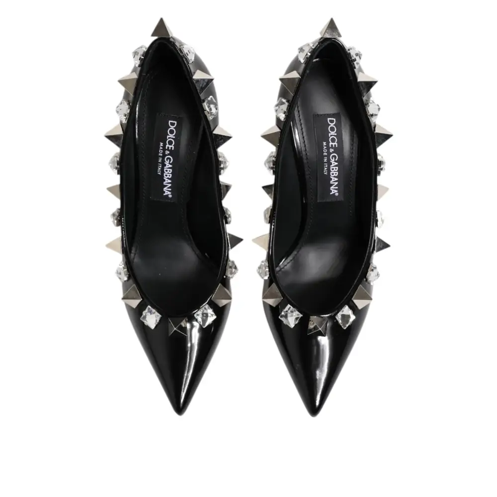 Dolce & Gabbana Schwarz Kristalle Nieten Stiletto Pumps Schuhe - EU39/US8.5