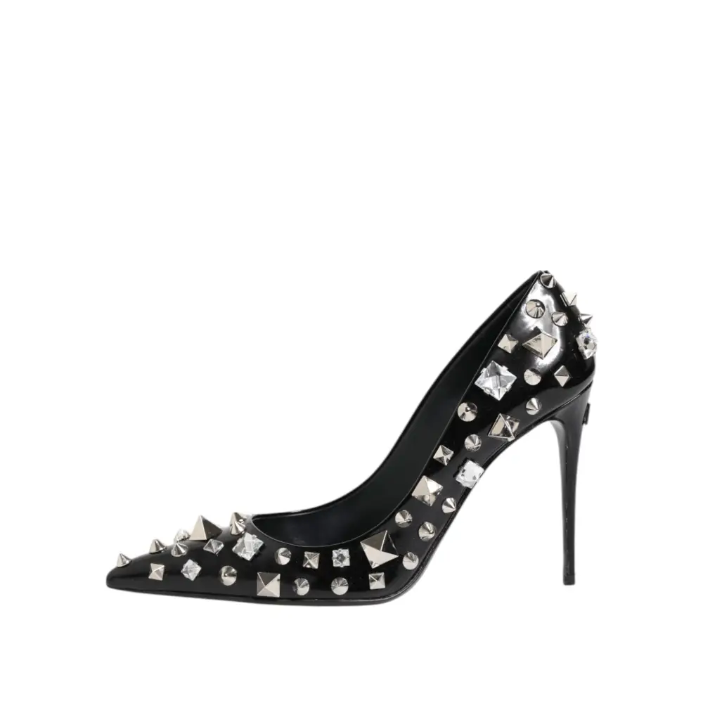 Dolce & Gabbana Schwarz Kristalle Nieten Stiletto Pumps Schuhe - EU39/US8.5