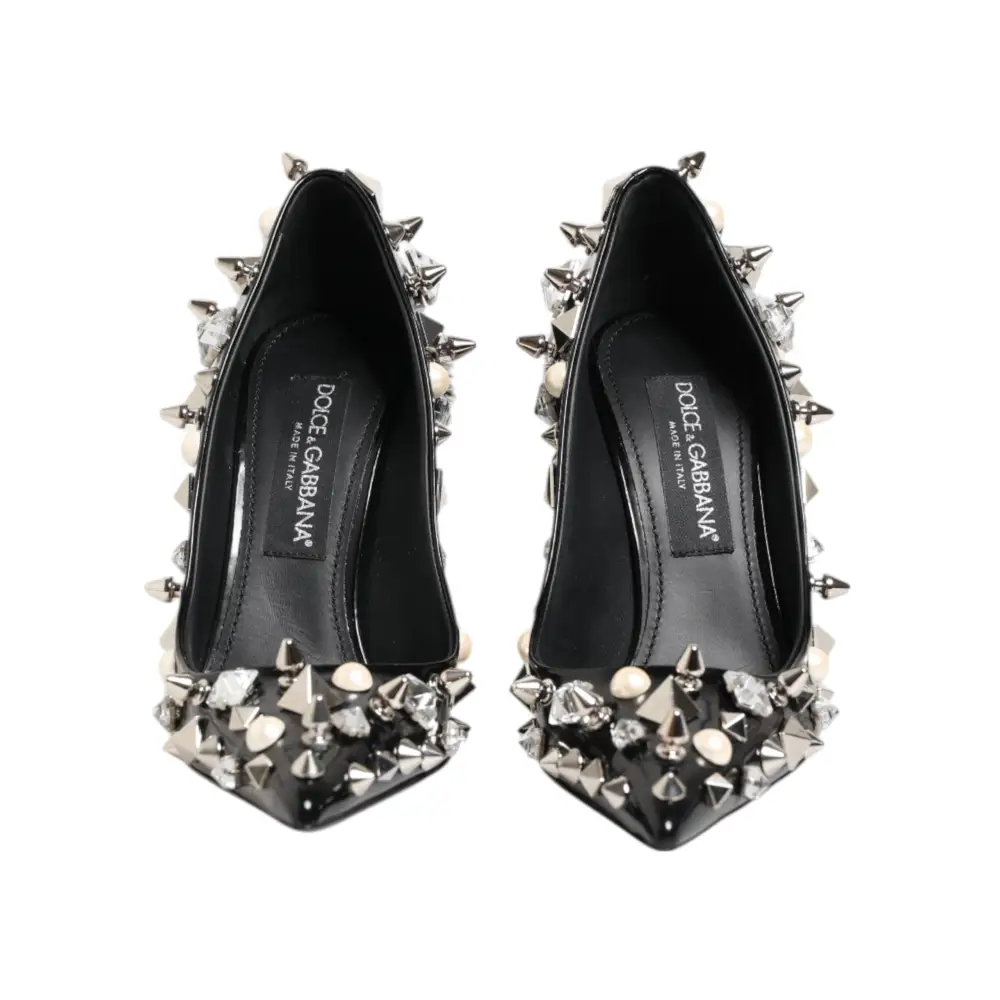 Dolce & Gabbana Schwarz Kristalle Nieten Stiletto Pumps Schuhe - EU39/US8.5