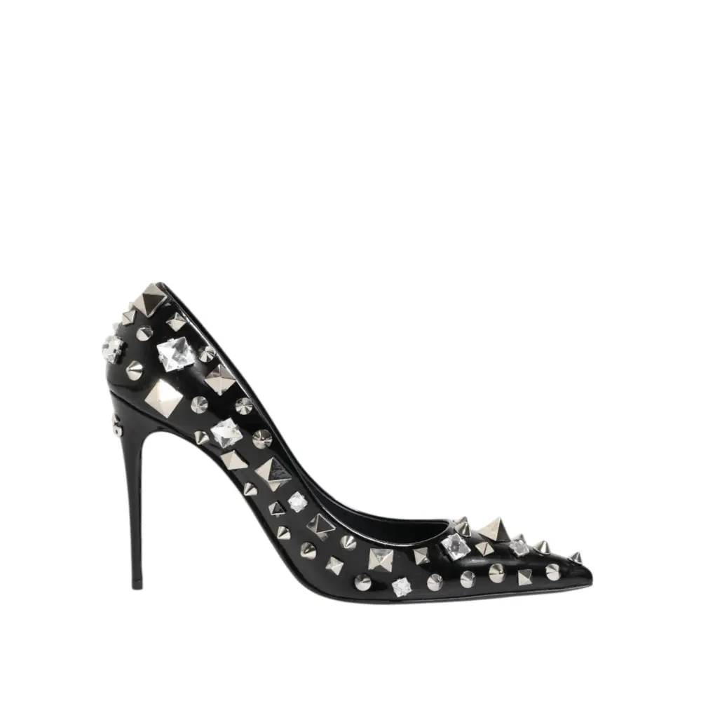 Dolce & Gabbana Schwarz Kristalle Nieten Stiletto Pumps Schuhe - EU39/US8.5