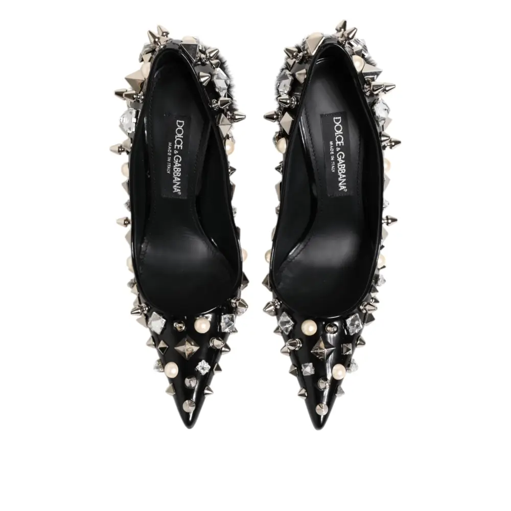 Dolce & Gabbana Schwarz Kristalle Nieten Stiletto Pumps Schuhe - EU39/US8.5