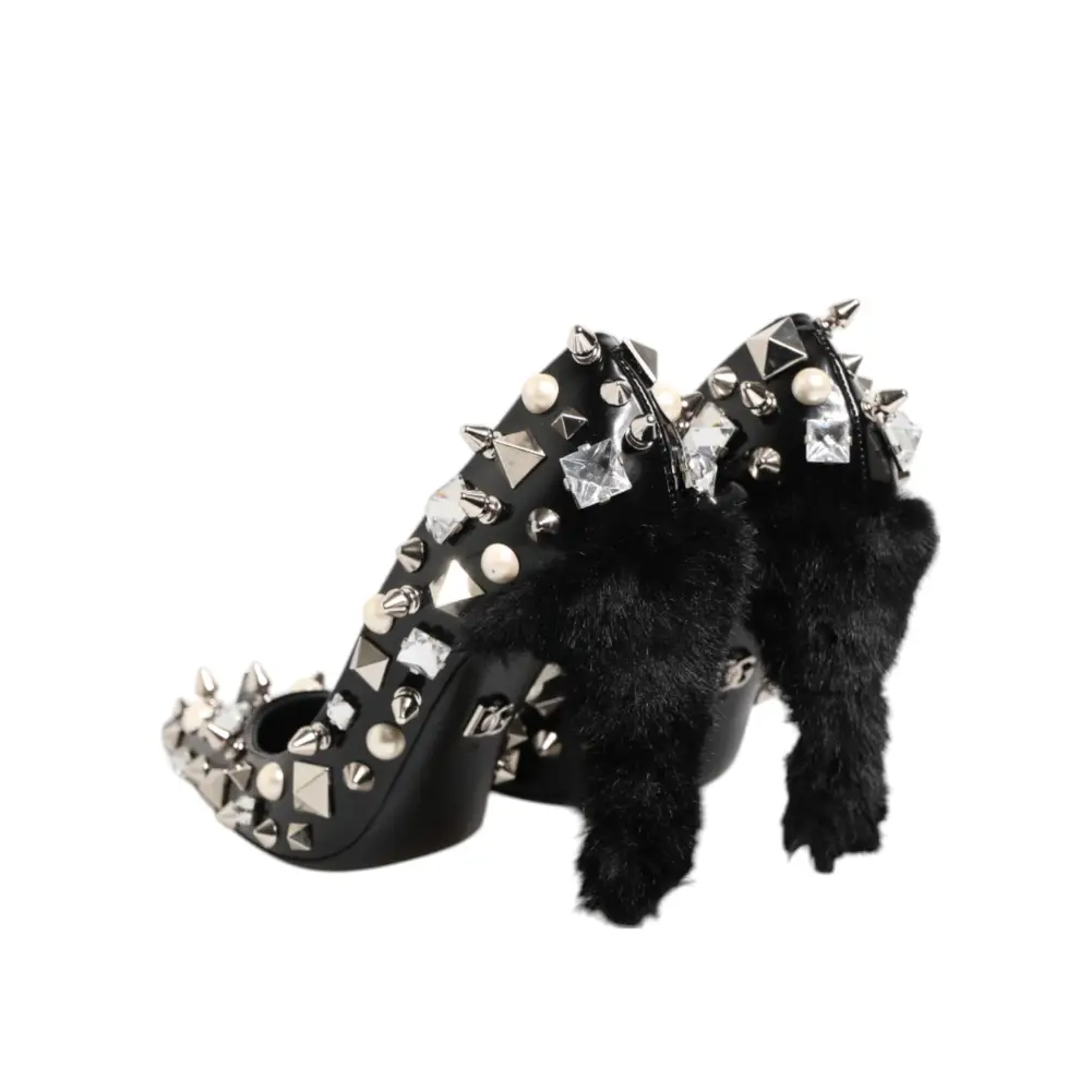 Dolce & Gabbana Schwarz Kristalle Nieten Stiletto Pumps Schuhe - EU39/US8.5