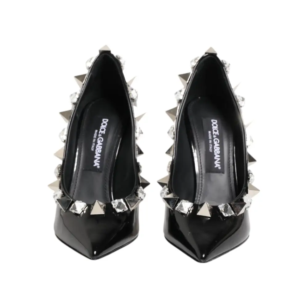 Dolce & Gabbana Schwarz Kristalle Nieten Stiletto Pumps Schuhe - EU39/US8.5