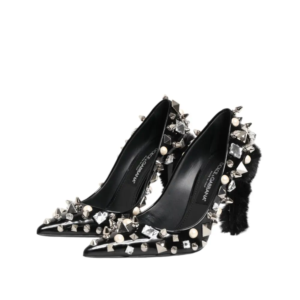 Dolce & Gabbana Schwarz Kristalle Nieten Stiletto Pumps Schuhe - EU39/US8.5