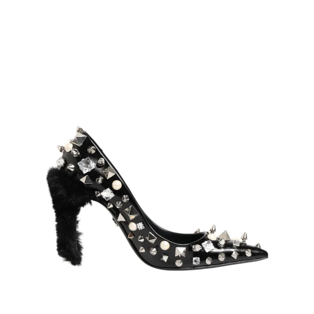 Dolce & Gabbana Schwarz Kristalle Nieten Stiletto Pumps Schuhe - EU39/US8.5