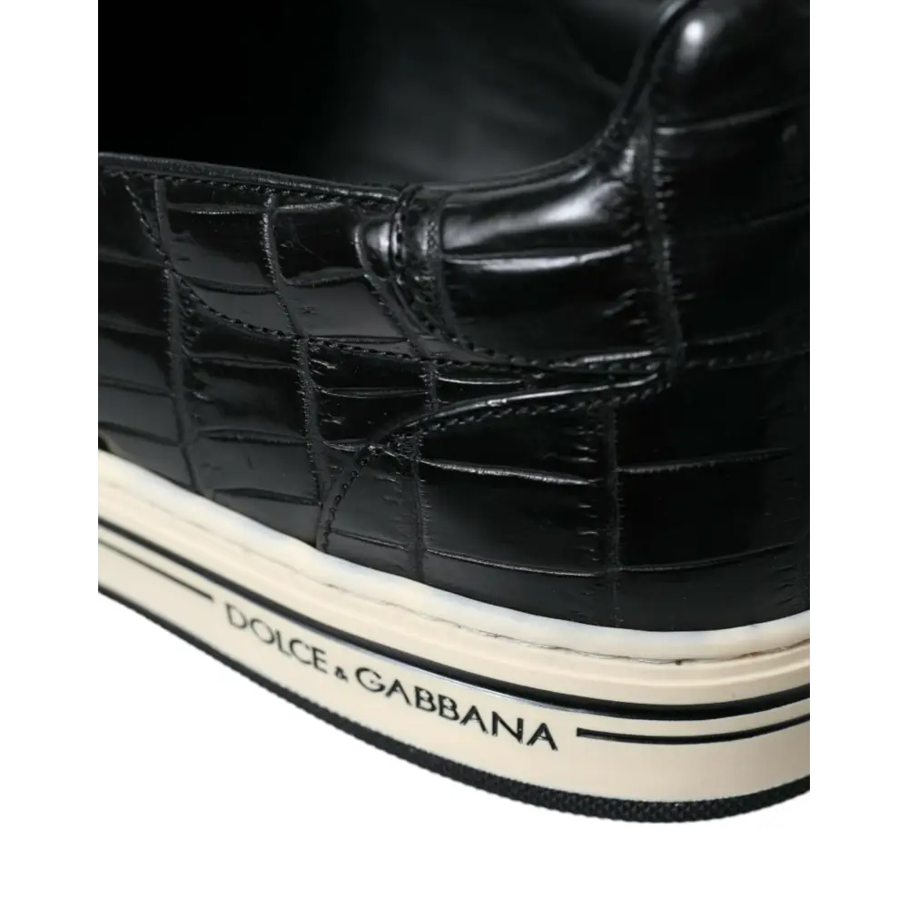 Dolce & Gabbana Schwarz Kroko Exotische Leder Turnschuhe Schuhe - EU40/US7