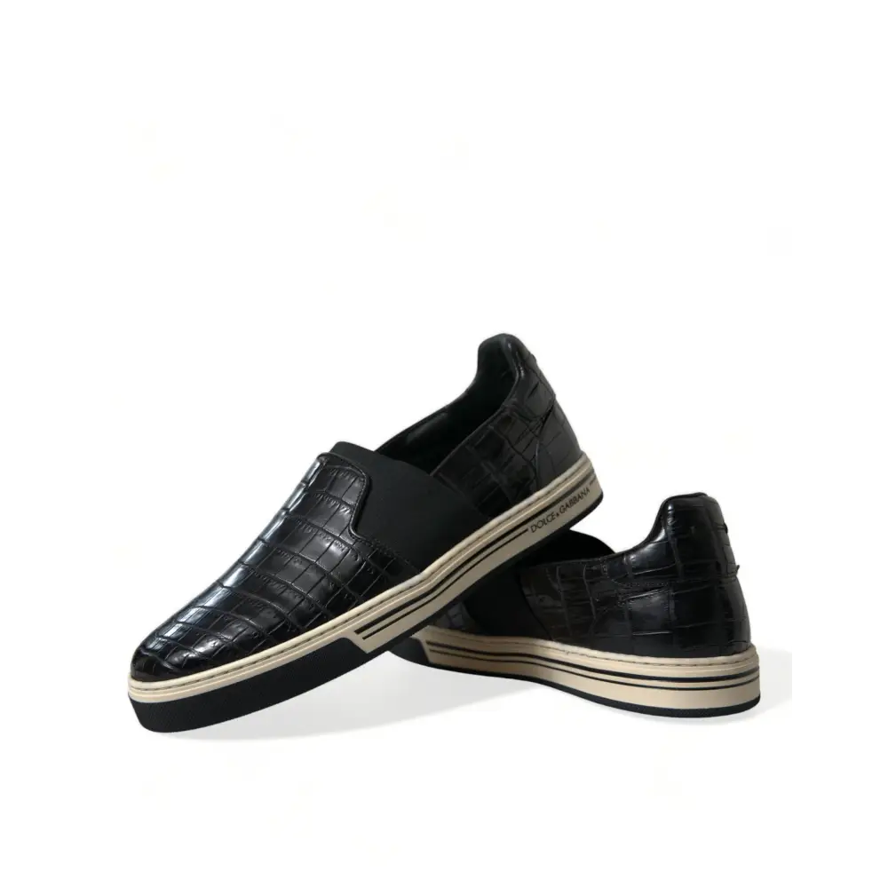 Dolce & Gabbana Schwarz Kroko Exotische Leder Turnschuhe Schuhe - EU40/US7