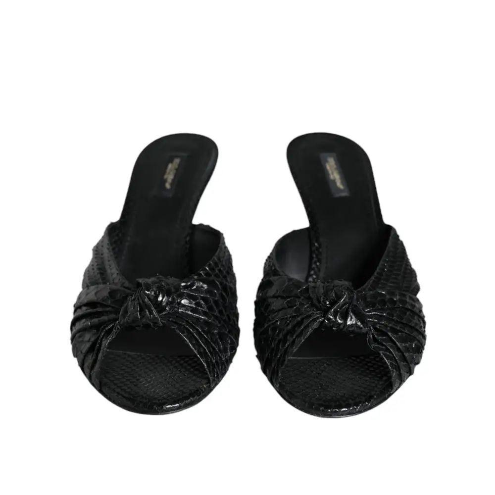 Dolce & Gabbana Schwarz Leder Absätze Sandalen Schuhe