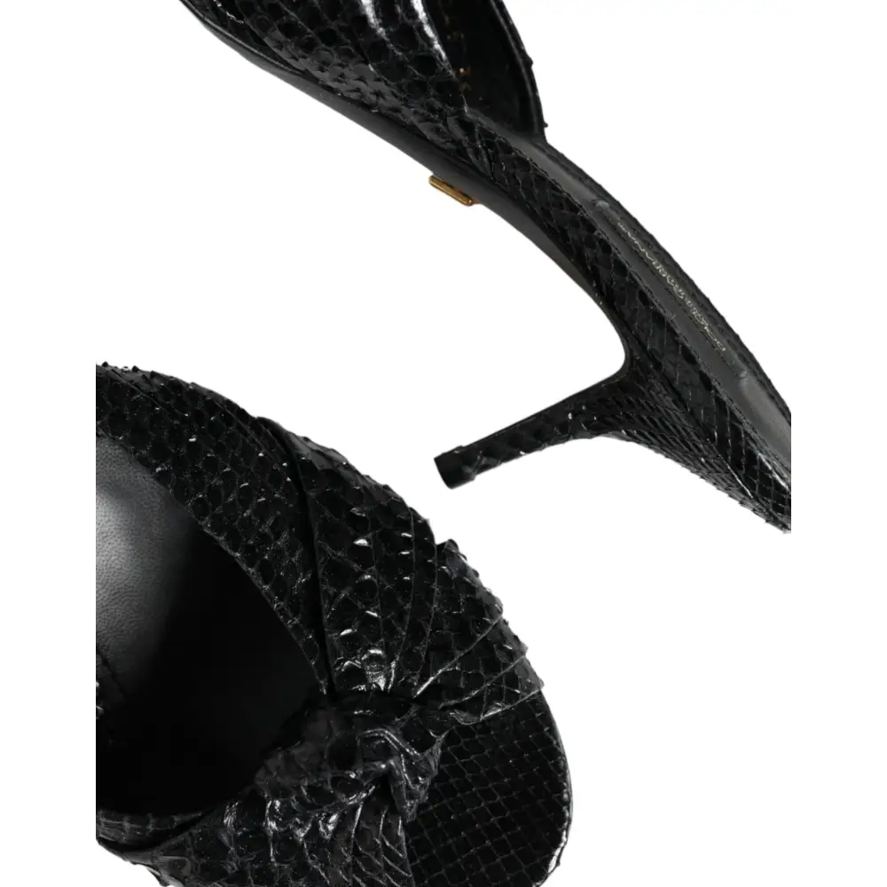 Dolce & Gabbana Schwarz Leder Absätze Sandalen Schuhe