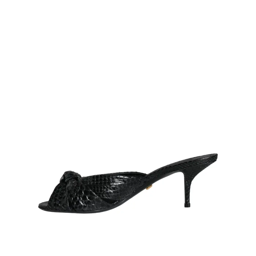 Dolce & Gabbana Schwarz Leder Absätze Sandalen Schuhe