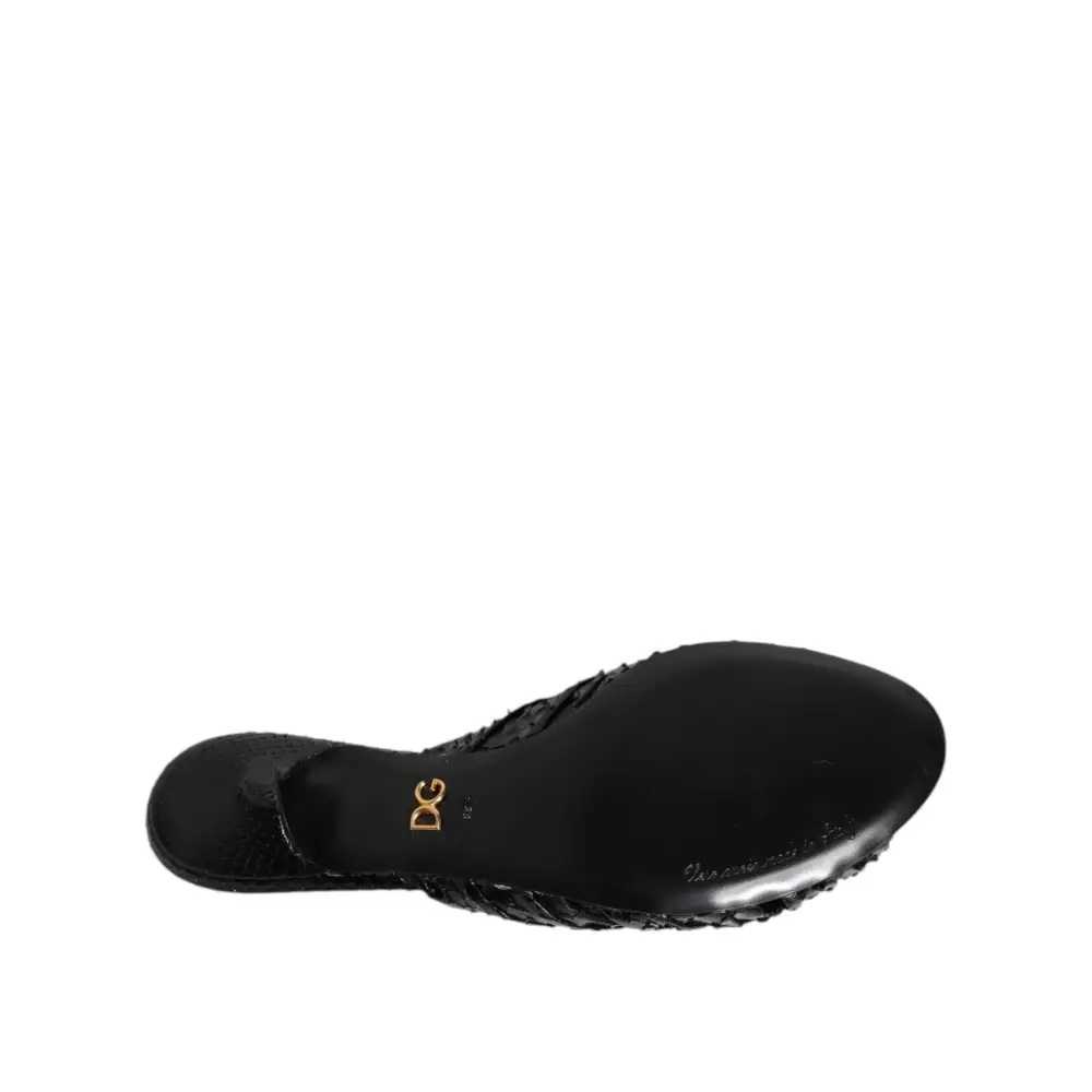 Dolce & Gabbana Schwarz Leder Absätze Sandalen Schuhe - EU36/US5.5