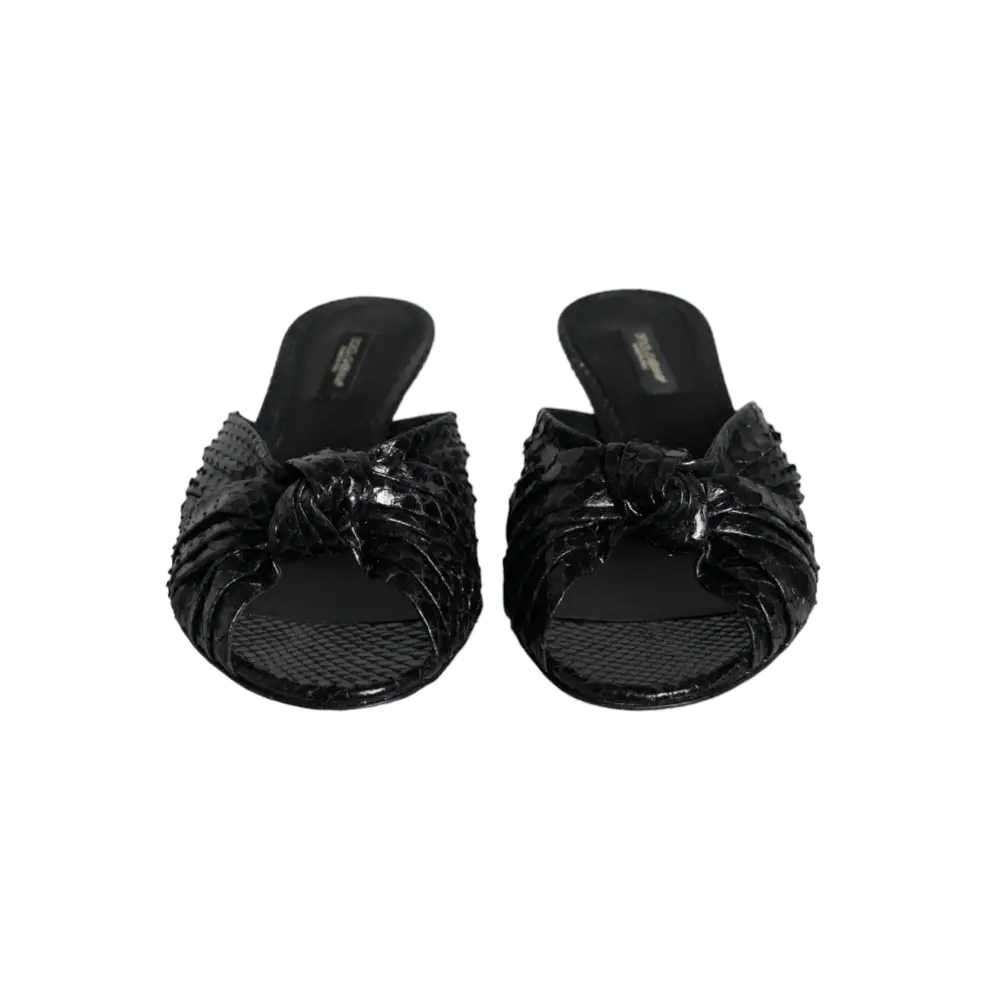 Dolce & Gabbana Schwarz Leder Absätze Sandalen Schuhe - EU37/US6.5