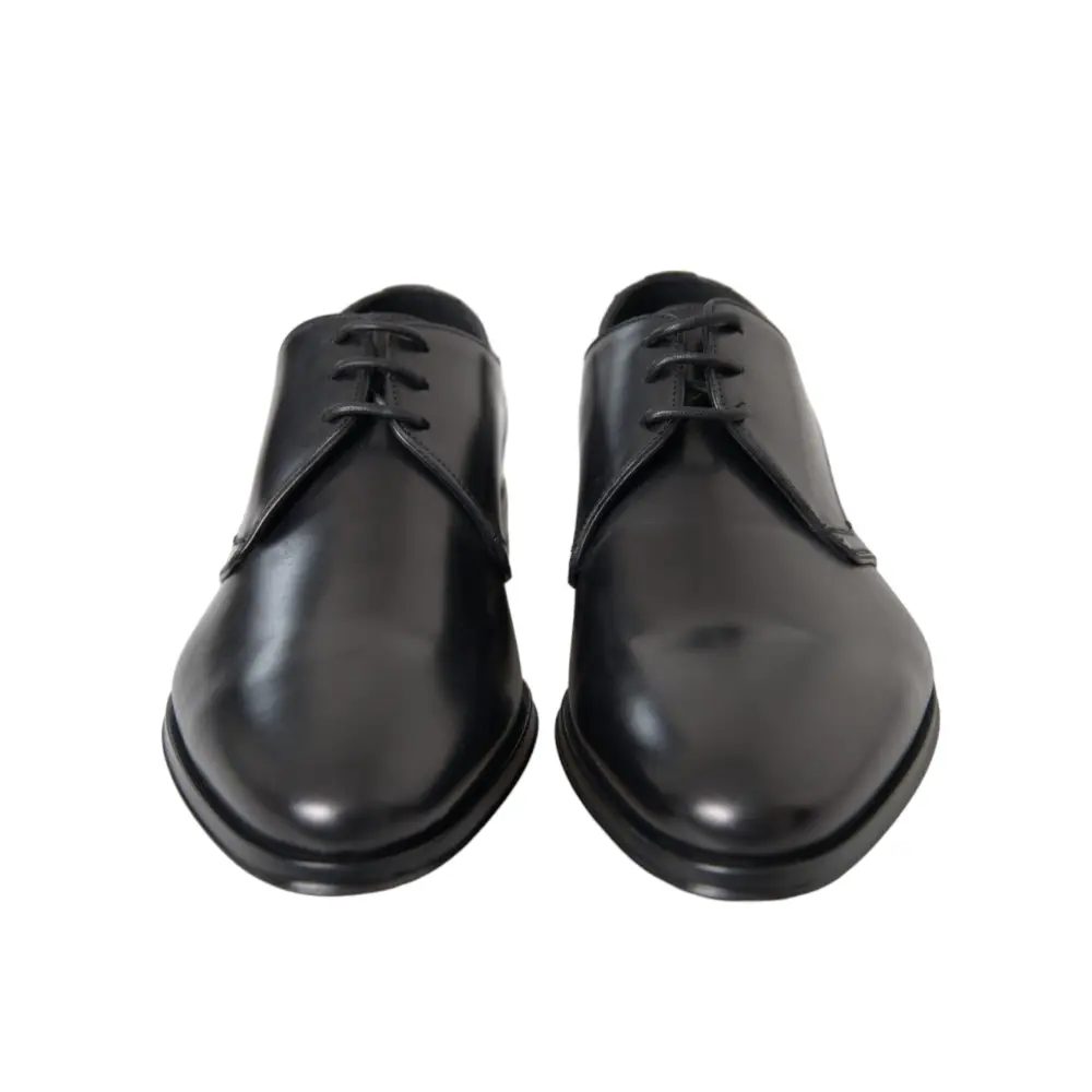 Dolce & Gabbana Schwarz Leder Derby Formal Kleid Männer Schuhe