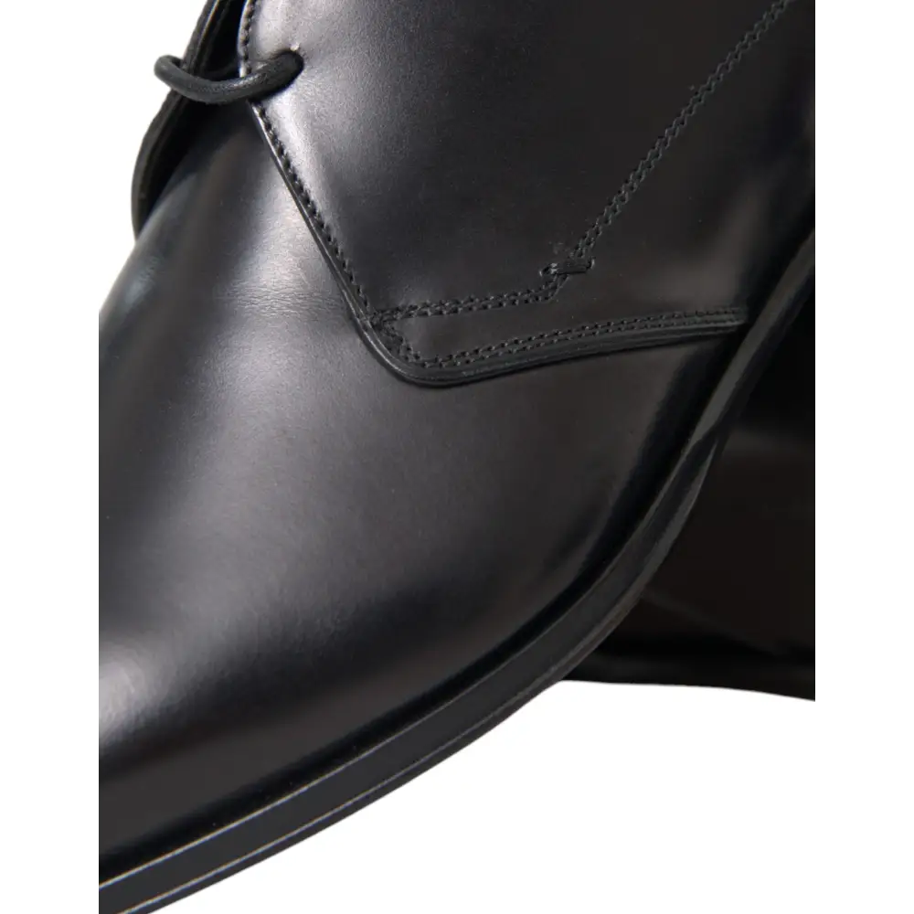 Dolce & Gabbana Schwarz Leder Derby Formal Kleid Männer Schuhe