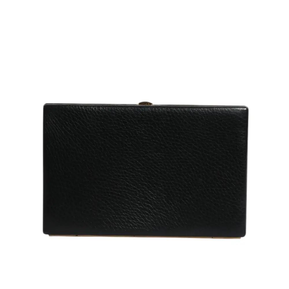 Dolce & Gabbana Schwarz Leder Gold Rahmen Kupplung Abend Party Handtasche