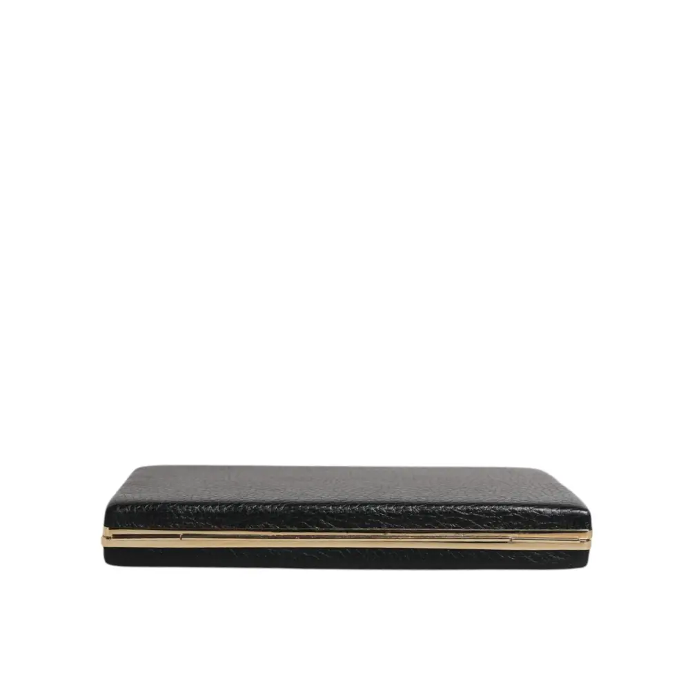 Dolce & Gabbana Schwarz Leder Gold Rahmen Kupplung Abend Party Handtasche