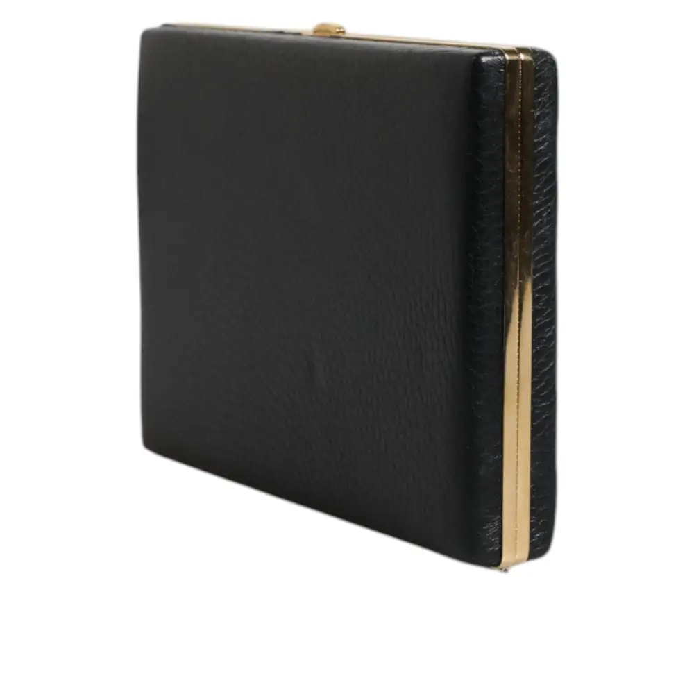 Dolce & Gabbana Schwarz Leder Gold Rahmen Kupplung Abend Party Handtasche