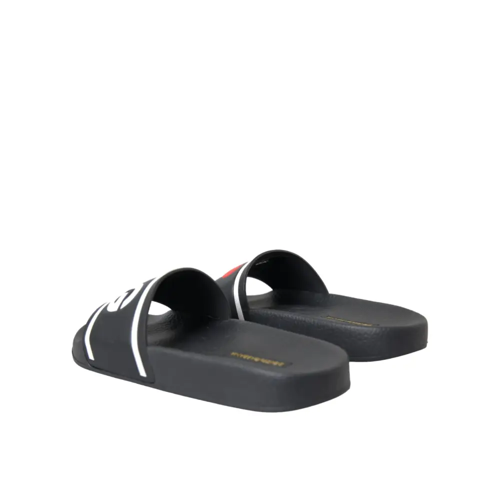 Dolce & Gabbana Schwarz Leder I Love D&G Sandalen Rutschen Schuhe - EU36/US5.5