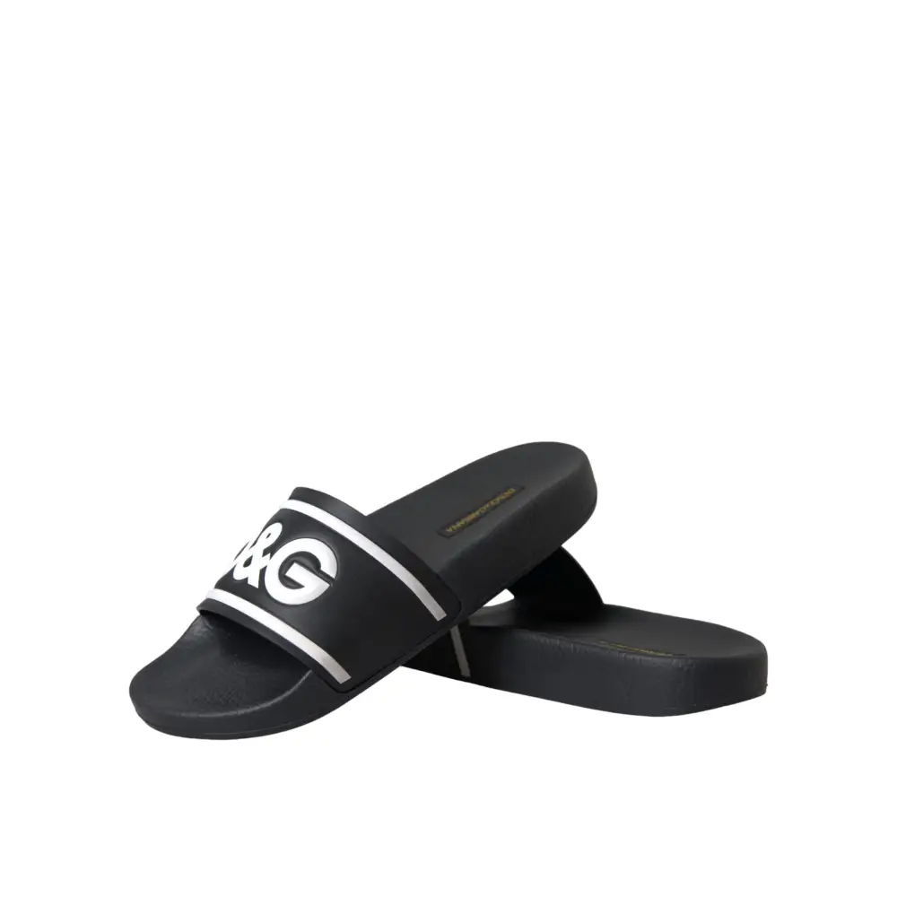 Dolce & Gabbana Schwarz Leder I Love D&G Sandalen Rutschen Schuhe - EU36/US5.5