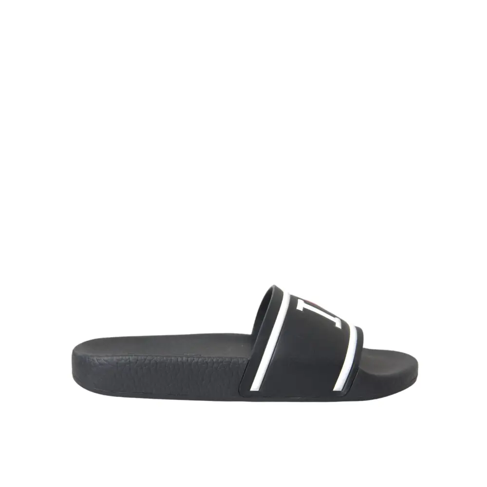 Dolce & Gabbana Schwarz Leder I Love D&G Sandalen Rutschen Schuhe - EU36/US5.5