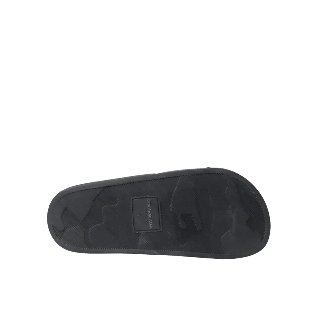 Dolce & Gabbana Schwarz Leder I Love D&G Sandalen Rutschen Schuhe - EU36/US5.5