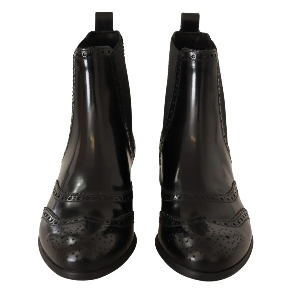 Dolce & Gabbana Schwarz Leder Knöchel hohe flache Stiefel Schuhe - EU35/US4.5