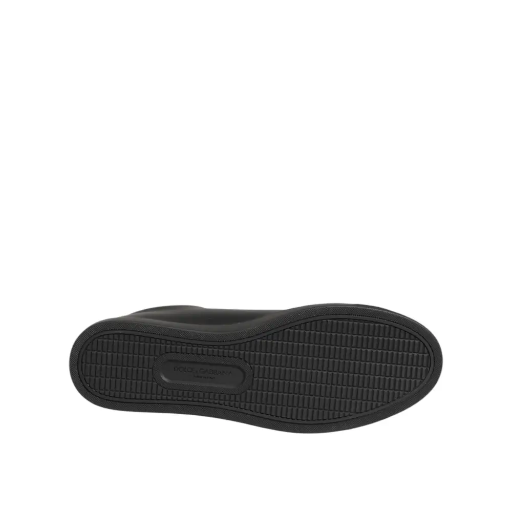 Dolce & Gabbana Schwarz Leder Kristall Herz Turnschuhe Schuhe