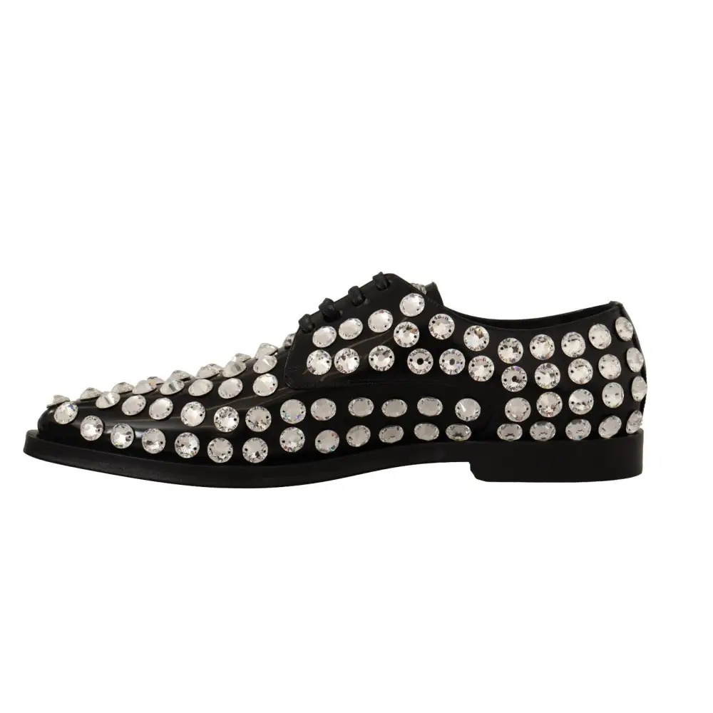 Dolce & Gabbana Schwarz Leder Kristalle Schnürschuhe Formal Schuhe - EU41/US10.5