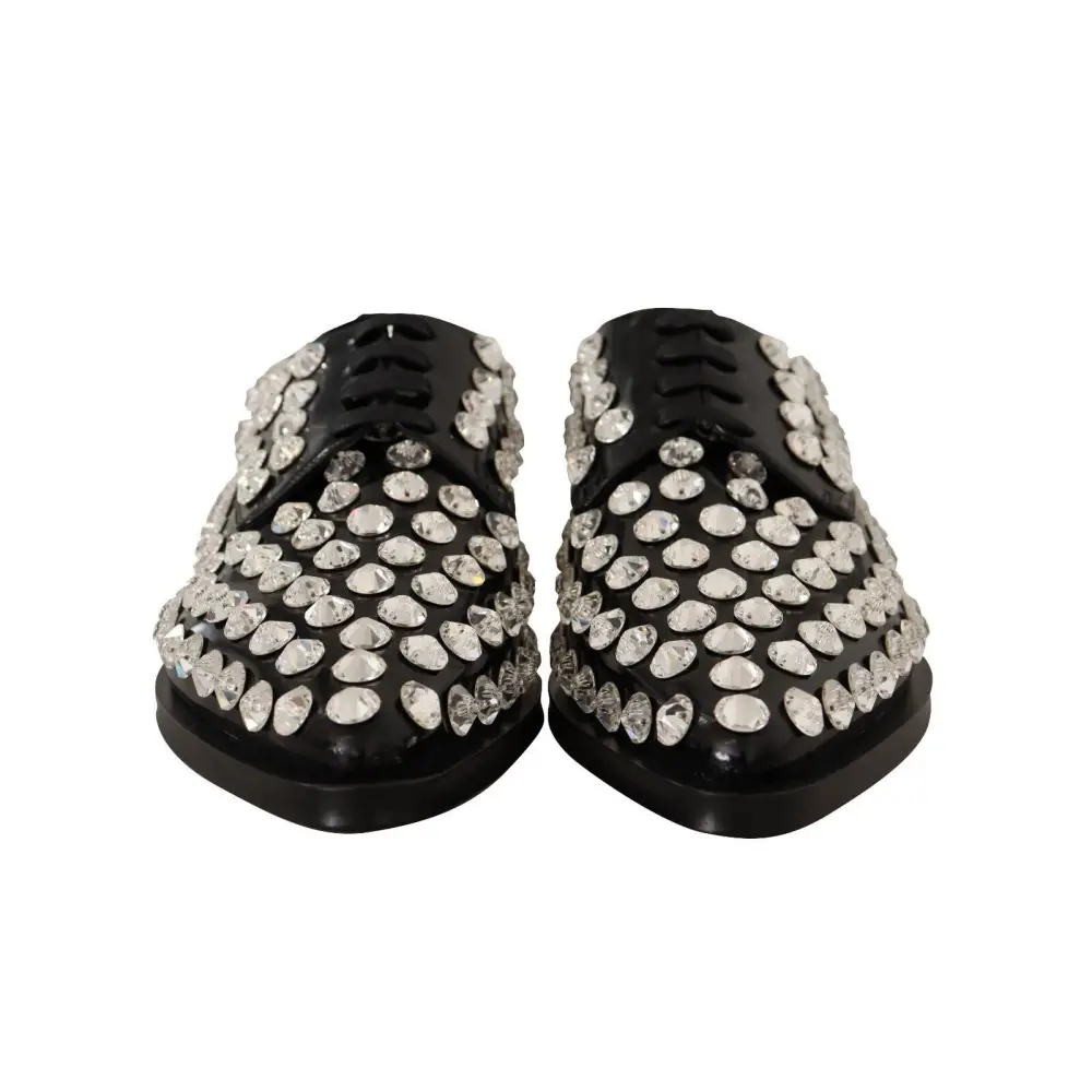 Dolce & Gabbana Schwarz Leder Kristalle Schnürschuhe Formal Schuhe - EU41/US10.5