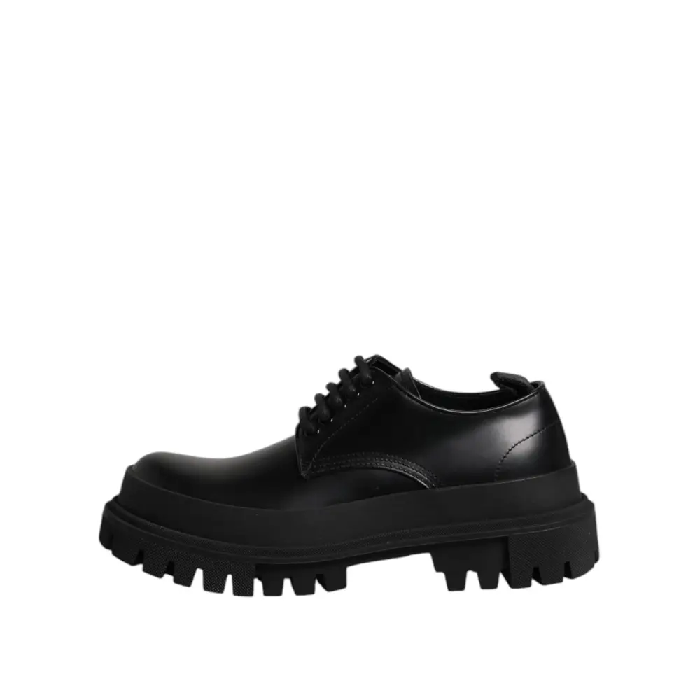 Dolce & Gabbana Schwarz Leder Lace Up Derby Männer Kleid Schuhe - EU39/US6