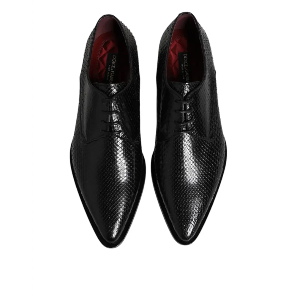 Dolce & Gabbana Schwarz Leder Lace Up Kleid Männer Derby Schuhe - EU40/US7
