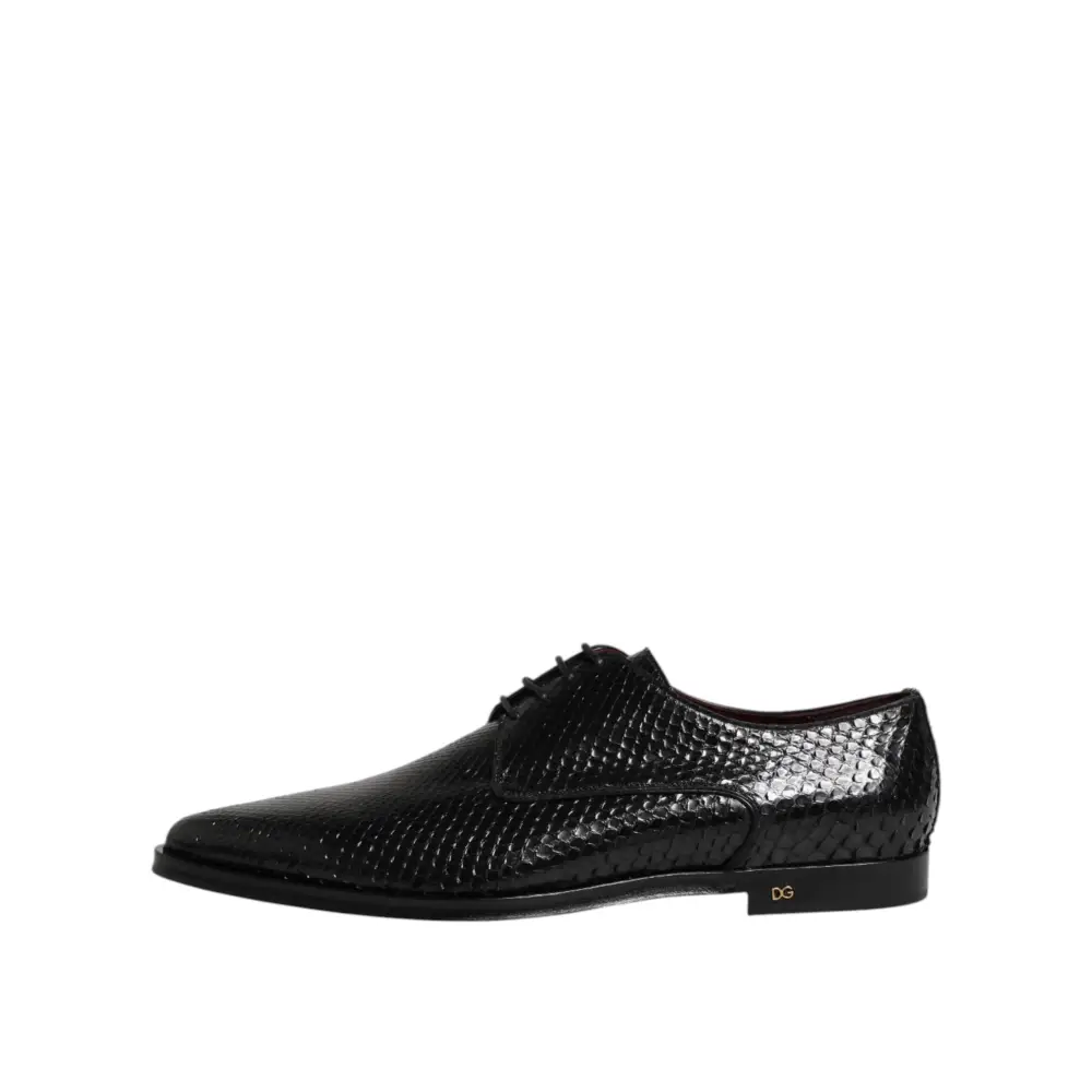 Dolce & Gabbana Schwarz Leder Lace Up Kleid Männer Derby Schuhe - EU40/US7