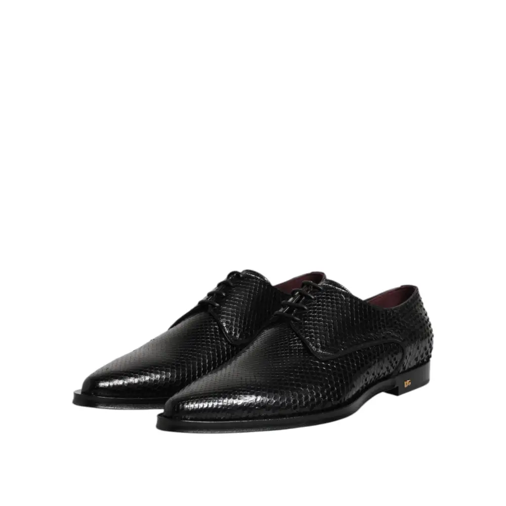 Dolce & Gabbana Schwarz Leder Lace Up Kleid Männer Derby Schuhe - EU40/US7