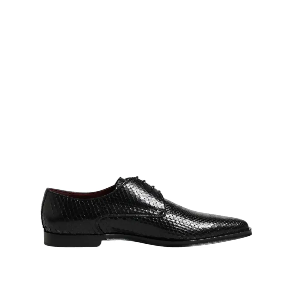 Dolce & Gabbana Schwarz Leder Lace Up Kleid Männer Derby Schuhe - EU40/US7