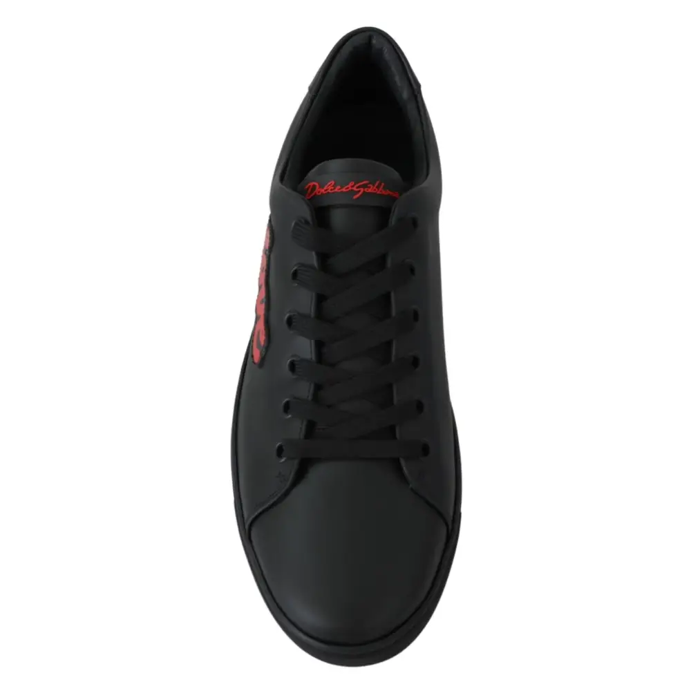 Dolce & Gabbana Schwarz Leder Liebe Herz Turnschuhe Damen Schuhe - EU35/US4.5