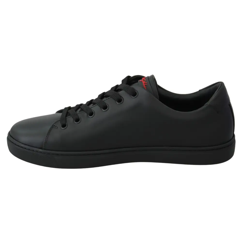 Dolce & Gabbana Schwarz Leder Liebe Herz Turnschuhe Damen Schuhe - EU35/US4.5