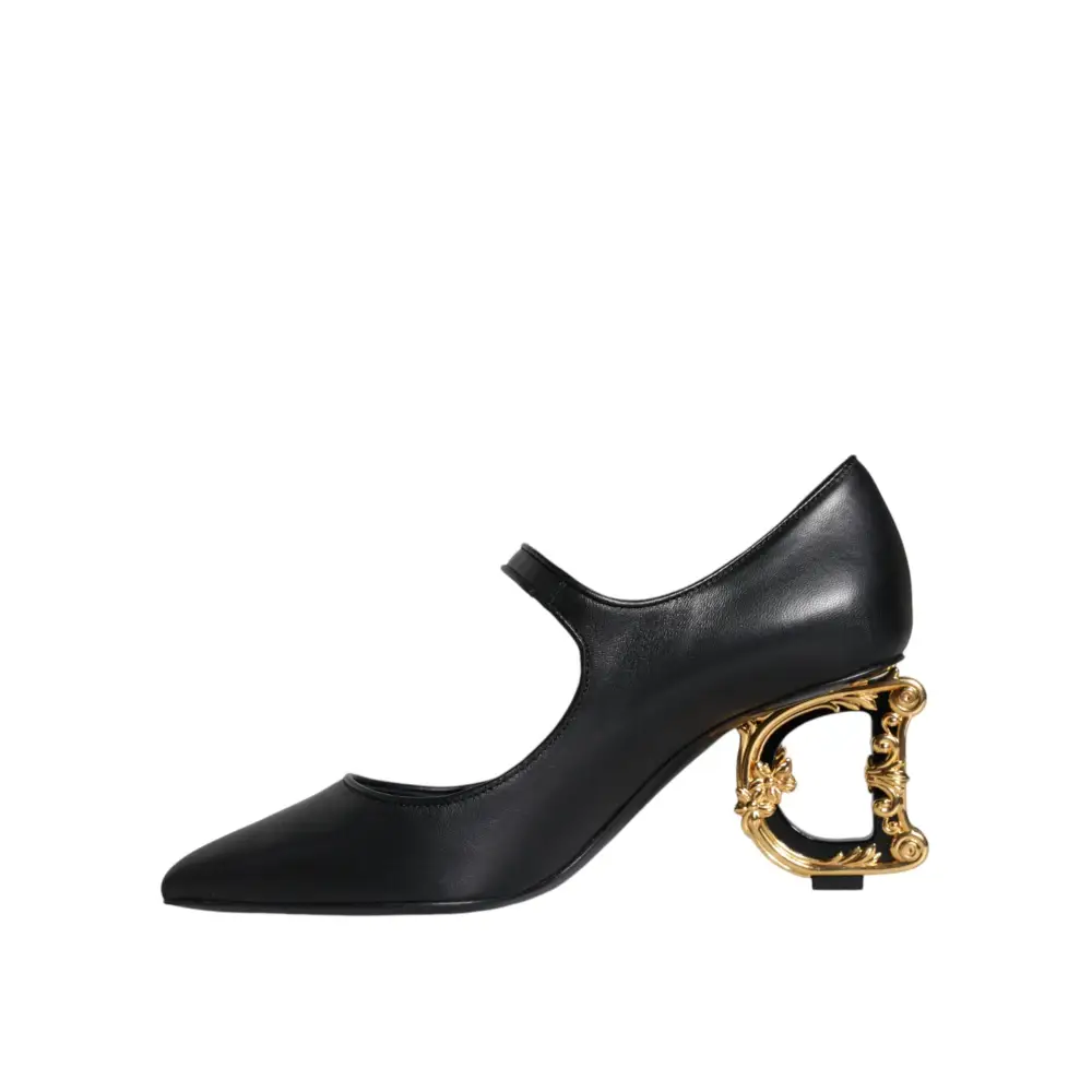 Dolce & Gabbana Schwarz Leder Logo Heels Mary Janes Pumps Schuhe - EU36/US6