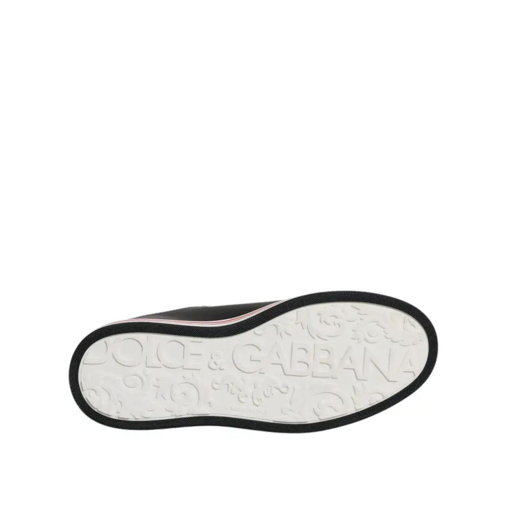 Dolce & Gabbana Schwarz Leder Low Top Männer Turnschuhe Schuhe