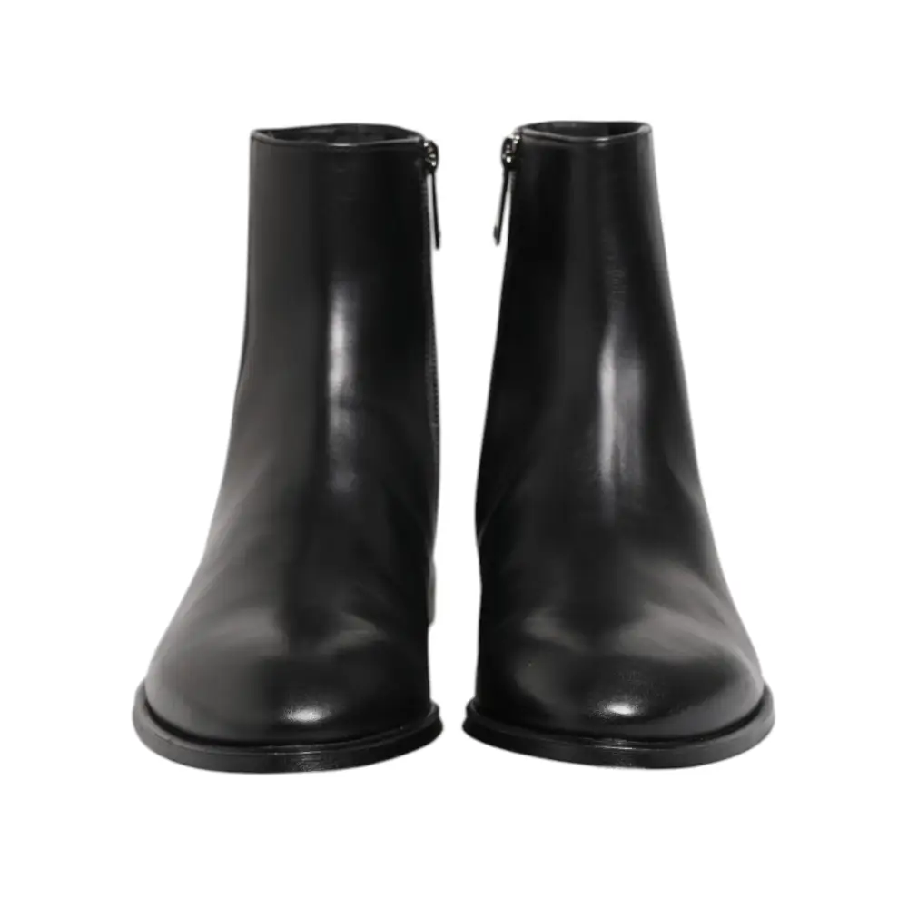 Dolce & Gabbana Schwarz Leder Mid Calf Männer Stiefel Schuhe - EU41/US8