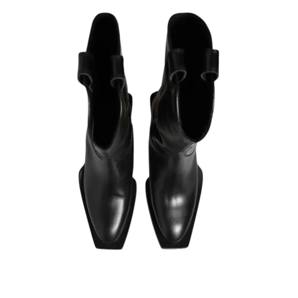 Dolce & Gabbana Schwarz Leder Over The Calf Biker Stiefel Schuhe - EU44/US11