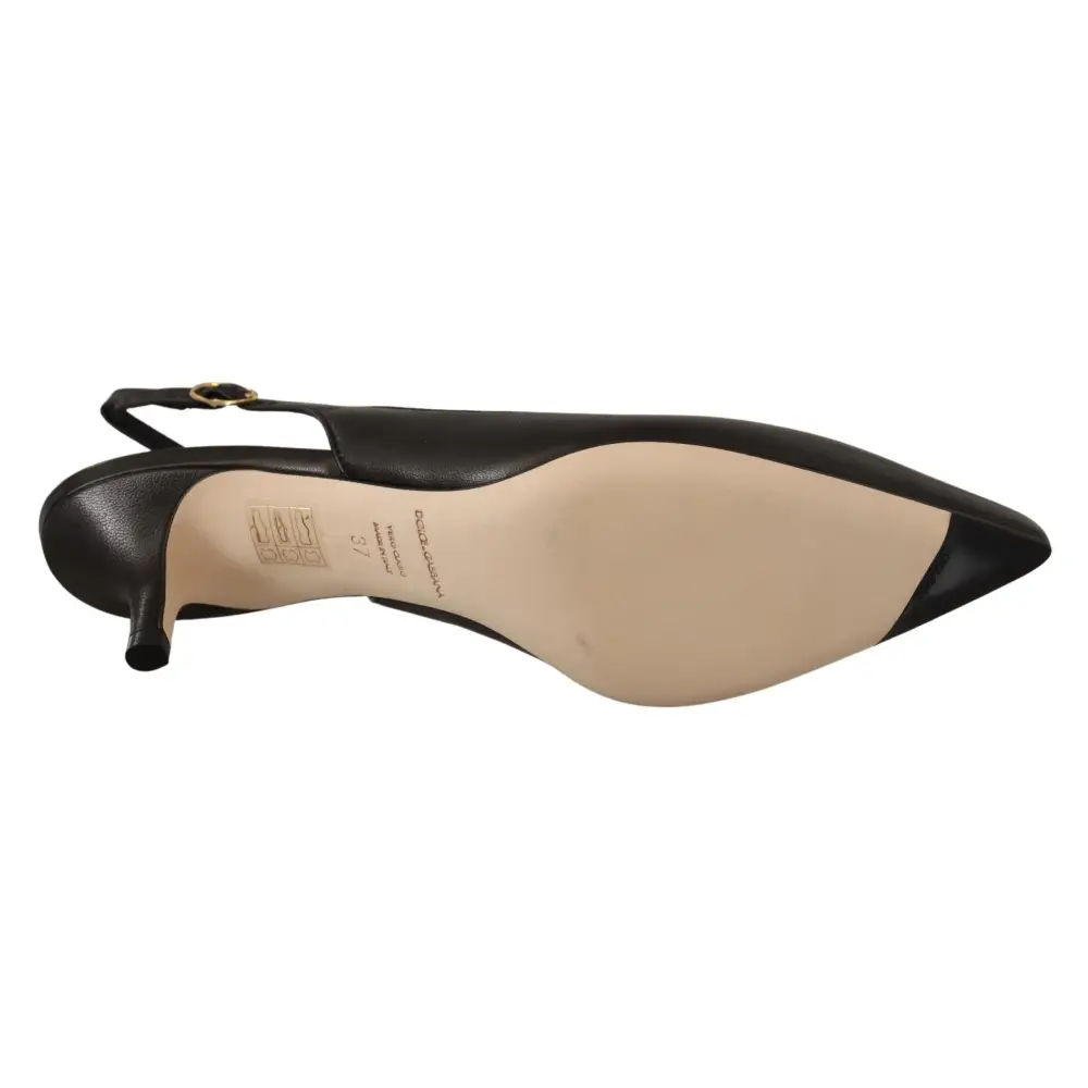 Dolce & Gabbana Schwarz Leder Slingbacks Heels Pumps Schuhe