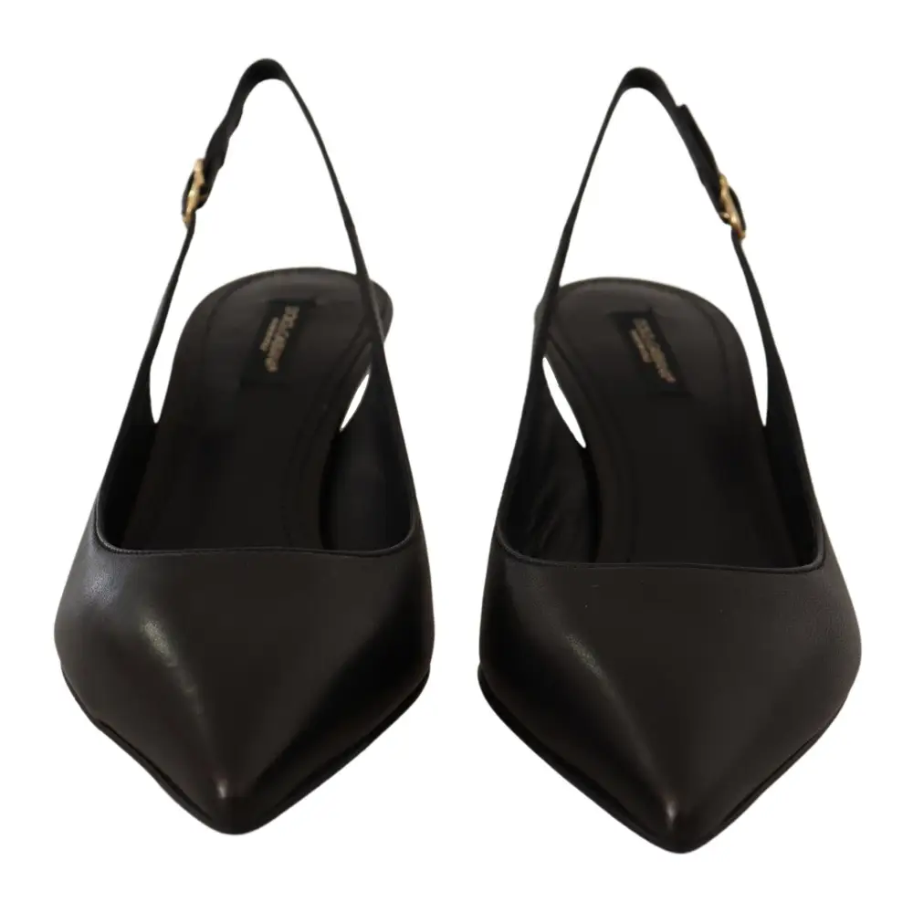 Dolce & Gabbana Schwarz Leder Slingbacks Heels Pumps Schuhe