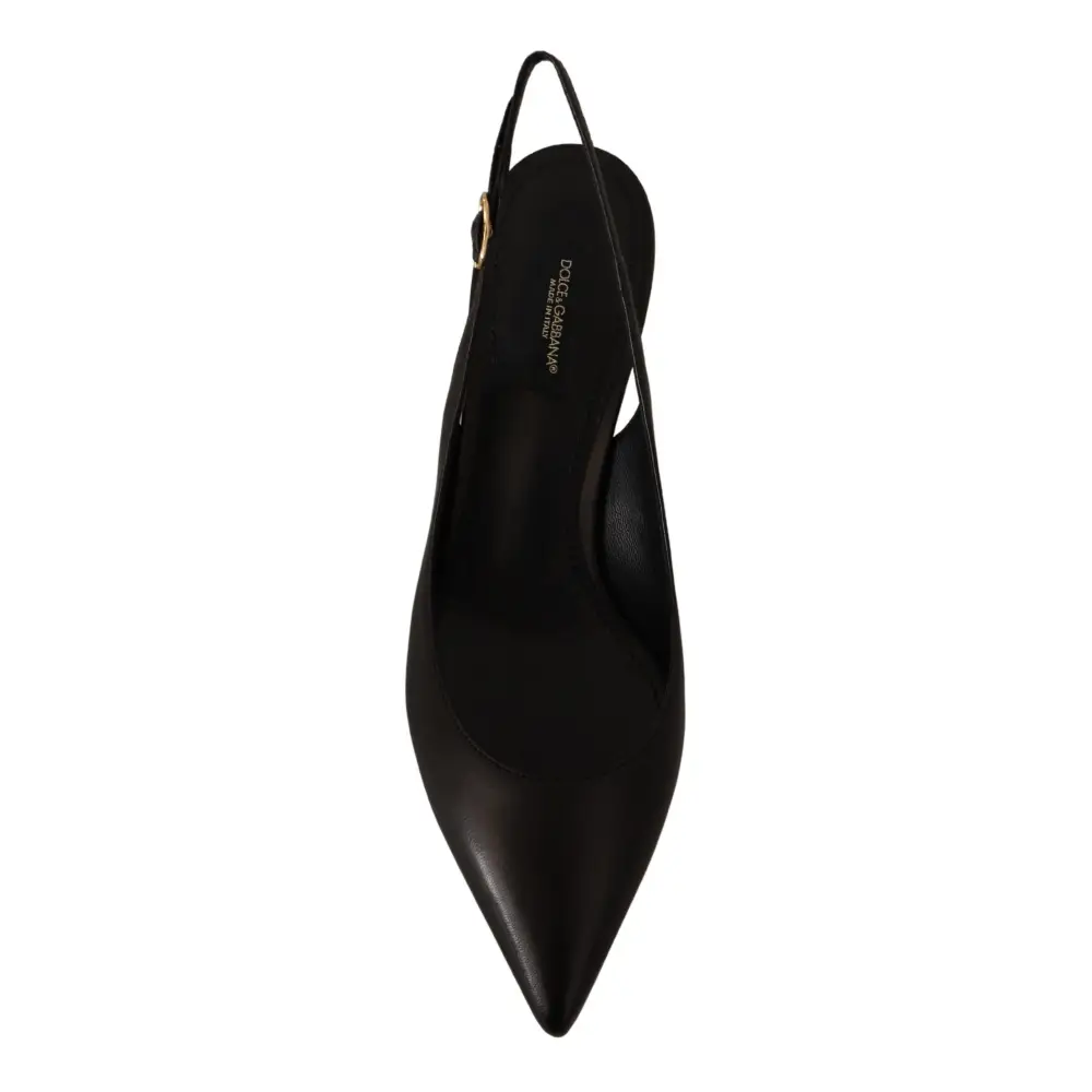 Dolce & Gabbana Schwarz Leder Slingbacks Heels Pumps Schuhe
