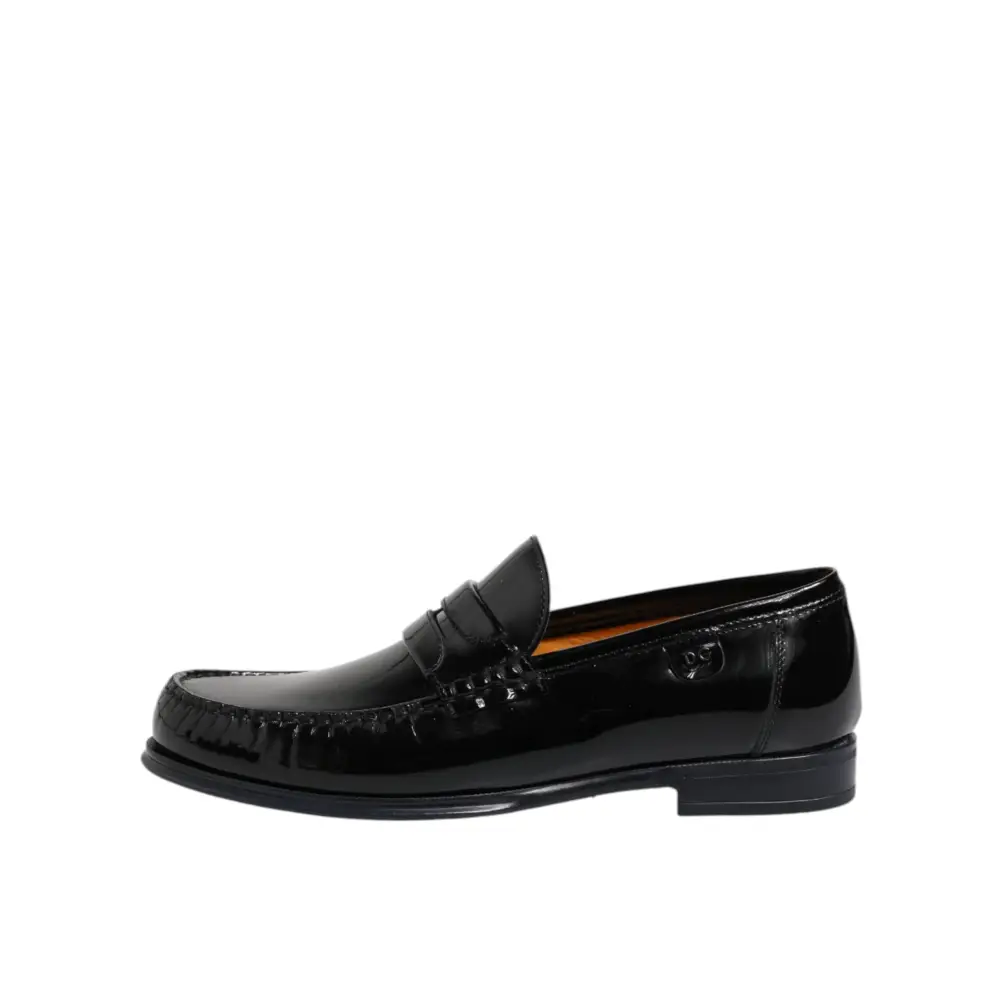 Dolce & Gabbana Schwarz Leder Slip On Loafers Kleid Schuhe - EU41.5/US8.5